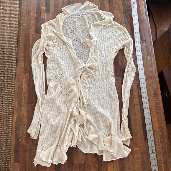 Y2K Paul & Joe Cream Thin Knit Ruffle Sweater - Picture 4 of 5